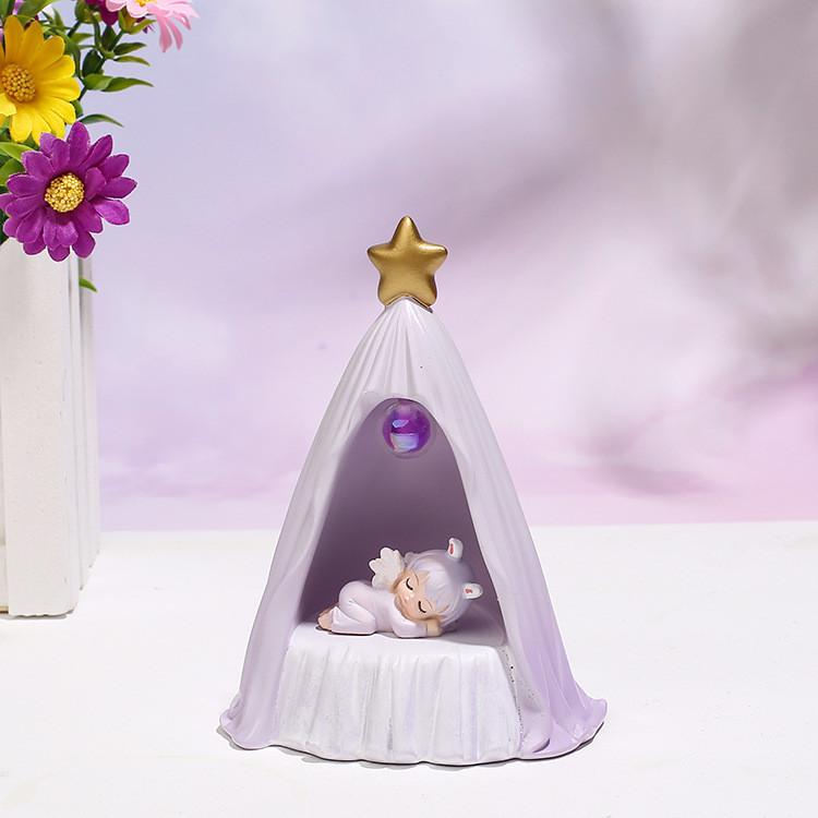 Lamp Night Warm Light Battery Powered Cartoon Cute Sleeping Shaped Girl