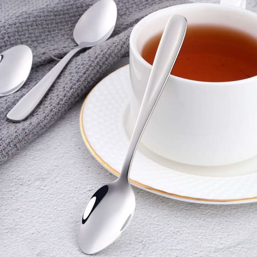 Buyit Teaspoon, Coffee Spoon, and Dessert Spoon Set of 6, 18-0 Stainless Steel, Thick Walled, 13.5cm Total Length, Silver