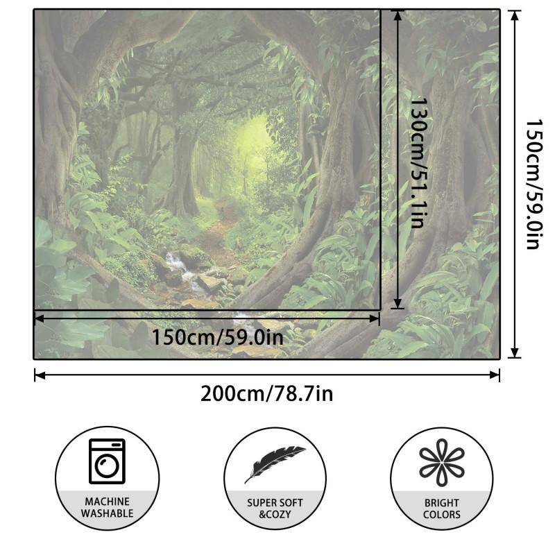 Tropical Rainforest Wall Tapestry Yoga Studio Bedroom Living Room Decor Green Jungle Scene Hanging Art Print