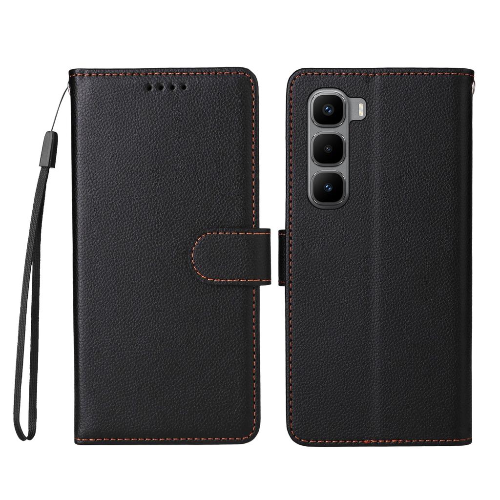 For Infinix Hot 60 Pro+ 4G Case RFID Blocking 3 Card Slots PU Leather Phone Cover with Wrist Strap
