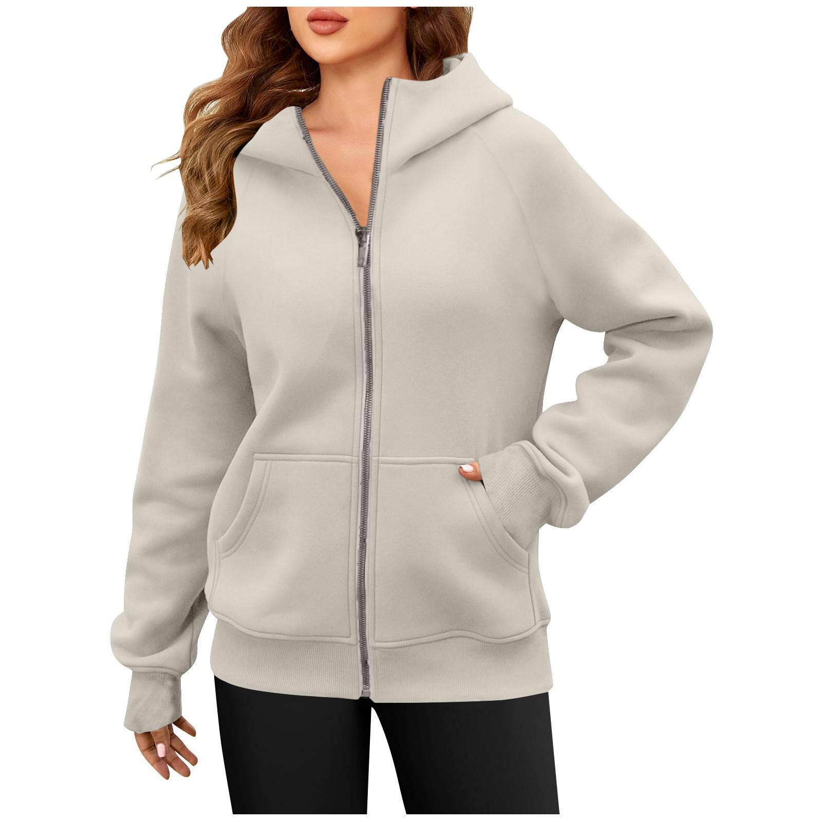 Women s Casual Long Sleeved Top Solid Color Raglan Sleeve Zippered Hoodie M 2096₽