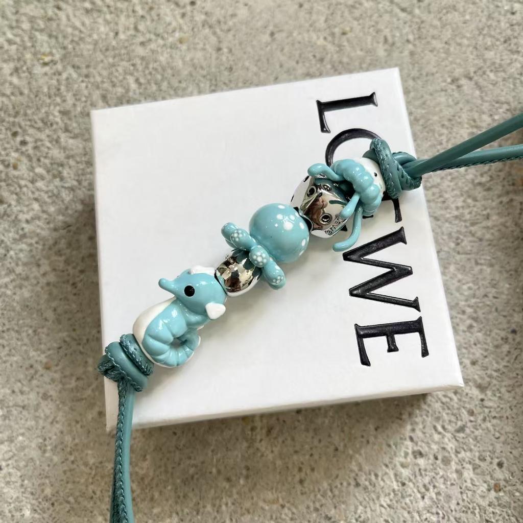 DIY Leather Bag Charm Kit - Handmade Animal Beaded Keychain Accessories with Luxury Beads & Ropes