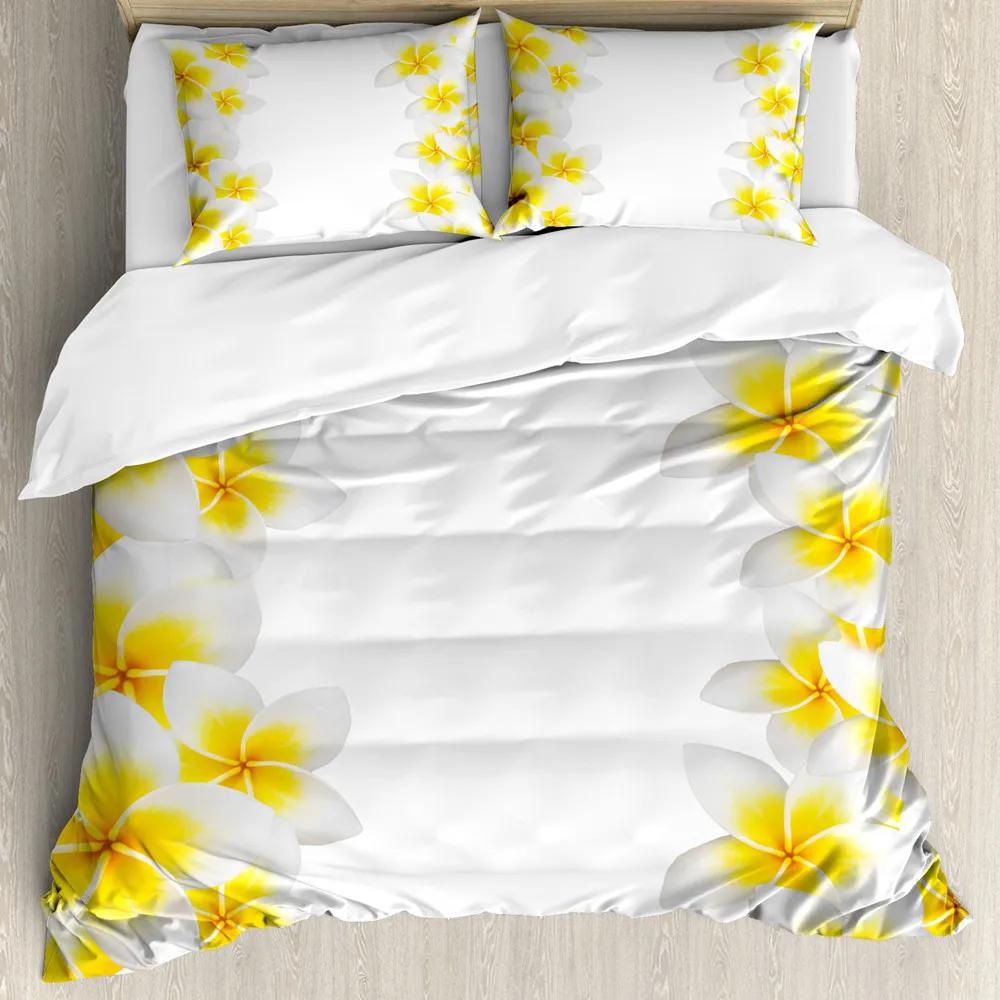 Hawaiisk Dynetrekksett Eksotisk Blomstertema Øytema Tropisk Hawaii Blomstermønster Polyester Sengetøysett Dobbel Queen King Size