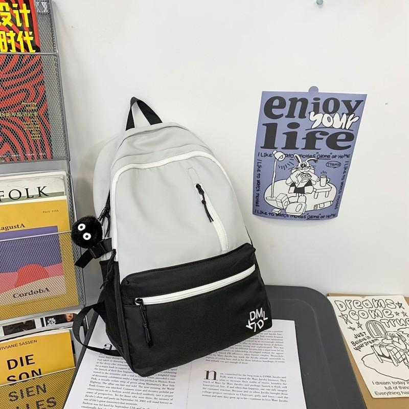 

Trendy Unisex Campus Backpack For Men With Color Block Design And Cushioned Shoulder Straps Black