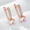 Luxury  Rose Gold Color Dangle Earrings For Women Shiny Big Natural Zircon Accessories Bridal Wedding Fine Jewelry