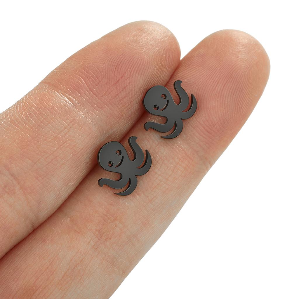 Kinitial Laser carved fashionable stainless steel earrings Octopus study earings, sea life study Whimsical anniversary gift