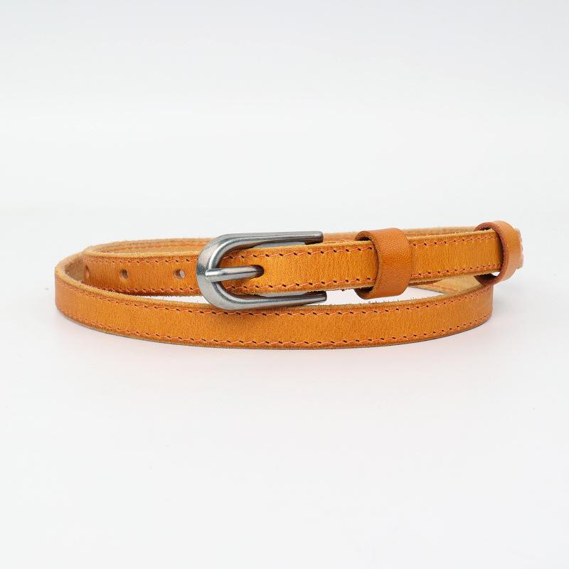 Women s Thin Genuine Leather Belt - Retro, Casual, Pure Cowhide, Versatile for Jeans, Black, Soft, Tie-Up.