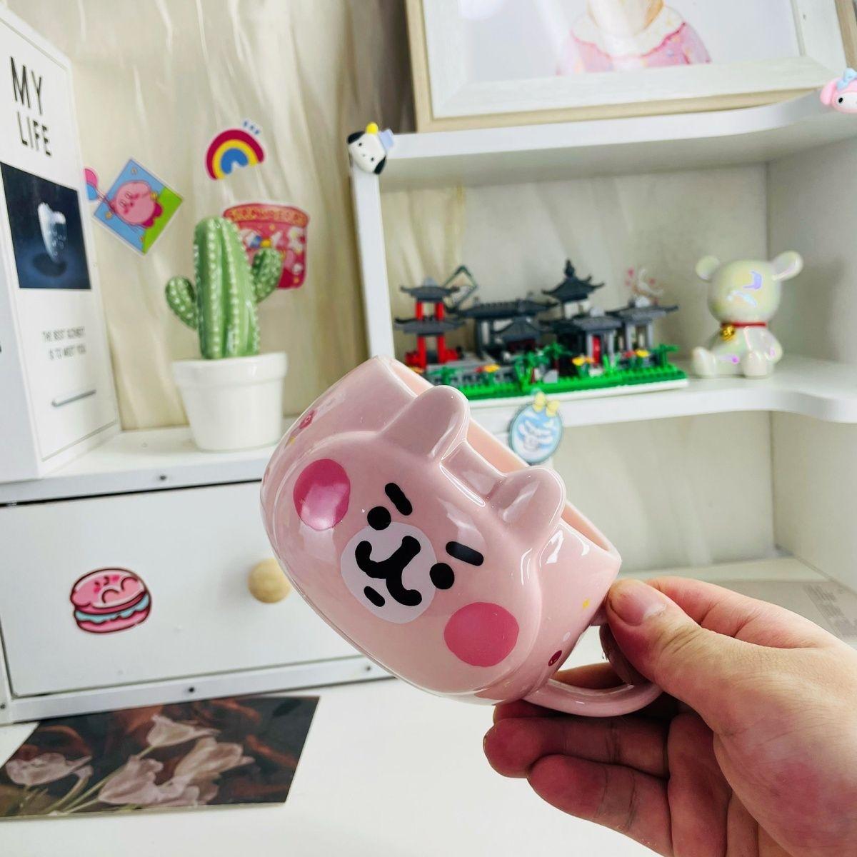 

Pink Rabbit Water Cup, Coffee Mug, Three-dimensional Ceramic Cup, Milk Drinkware Drinking Utensils 301-400ml