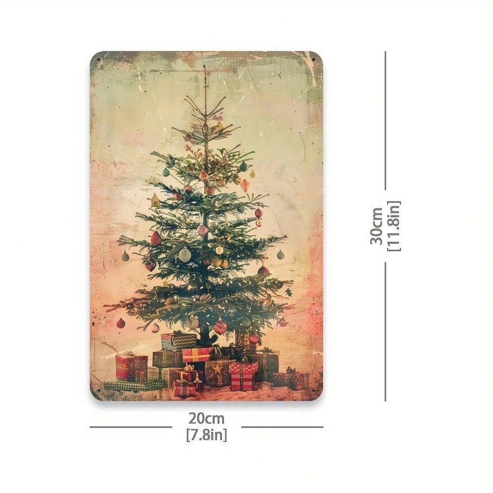 Vintage Metal Tin Wall Art Rustic Home Decor Christmas Tree Sign Indoor Outdoor Garage Bar Gym Man Cave 8x12 Inch