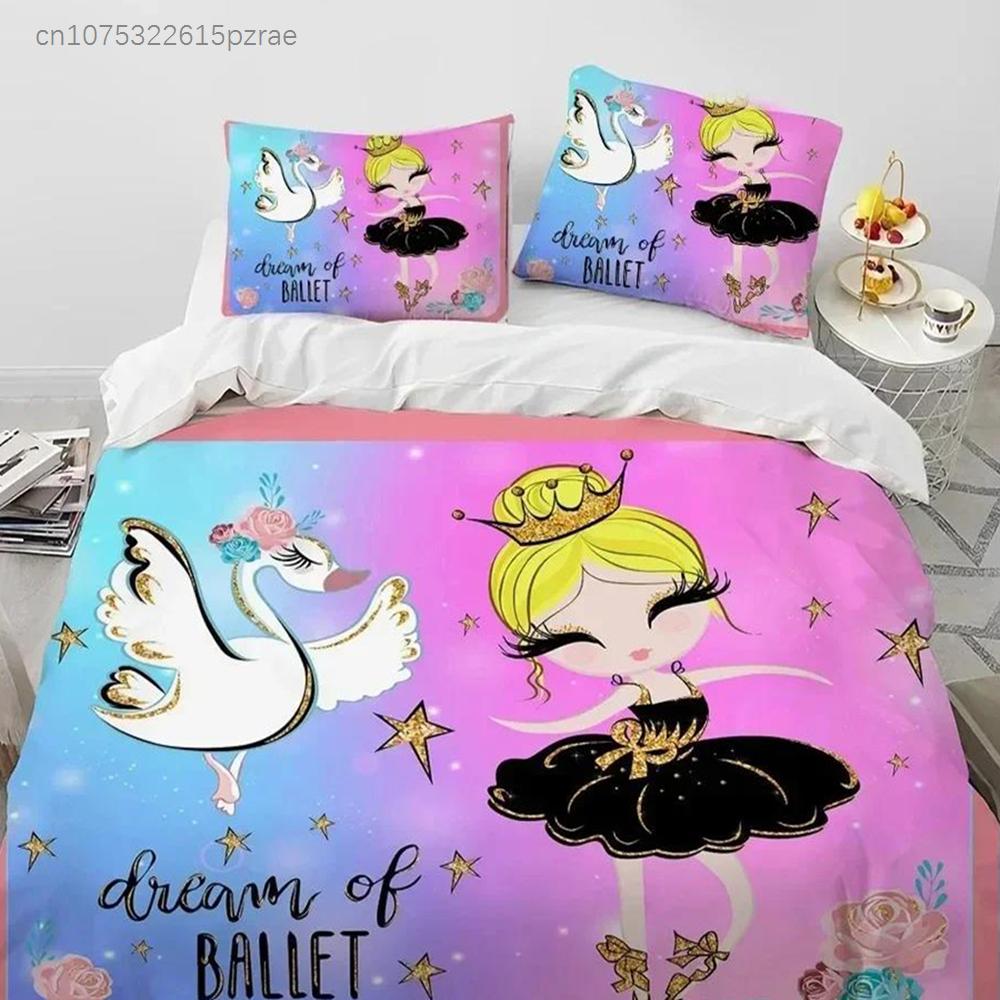 Cartoon Cute Ballet Girl Ballerina Bedding Set Bedroom Soft Modern Bedspreads Comefortable Duvet Cover Quilt Cover Pillowcase