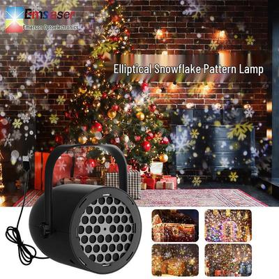 LED Snowflake Projector Lamp with Rotating USB Film Patterns - Christmas Atmosphere Decoration Light