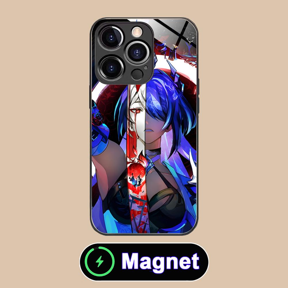 

HSR Acheron Glass MagSafe Mobile Phone Case for iPhone 17 16 15 14 13 12 11 Air Pro Max Plus Mini Colorful Cover iPhone17