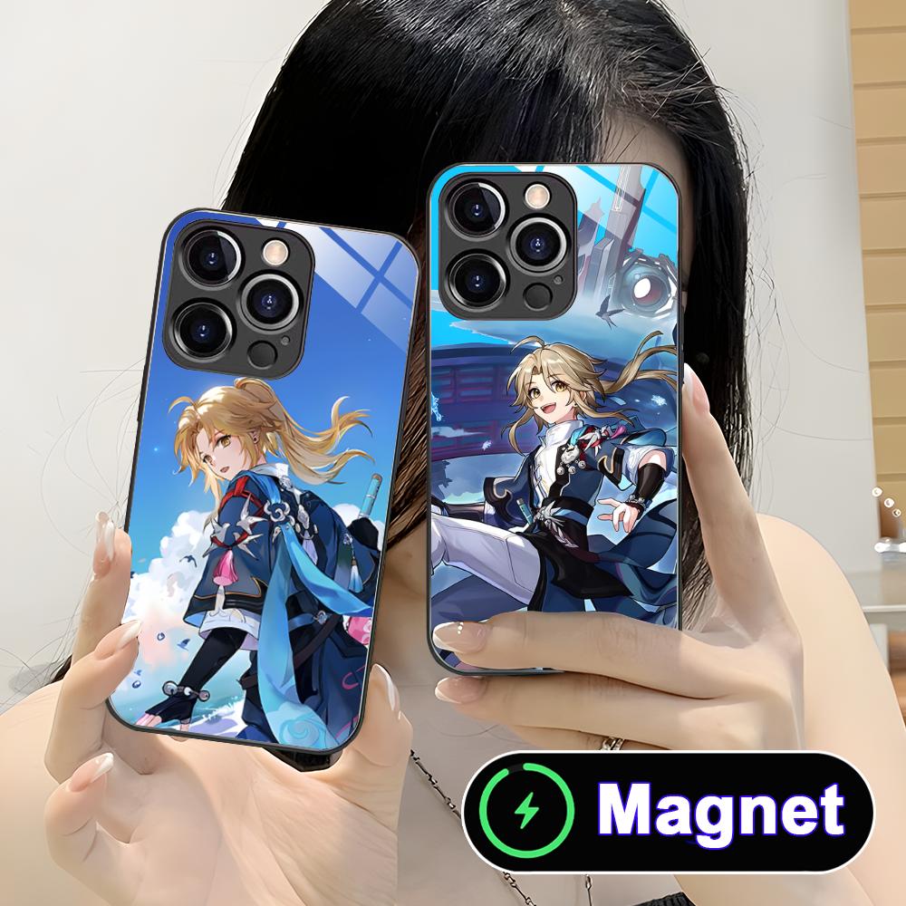 HSR Yanqing Glas MagSafe Handyhülle für iPhone 17 16 15 14 13 12 11 Air Pro Max Plus Mini Bunte Hülle