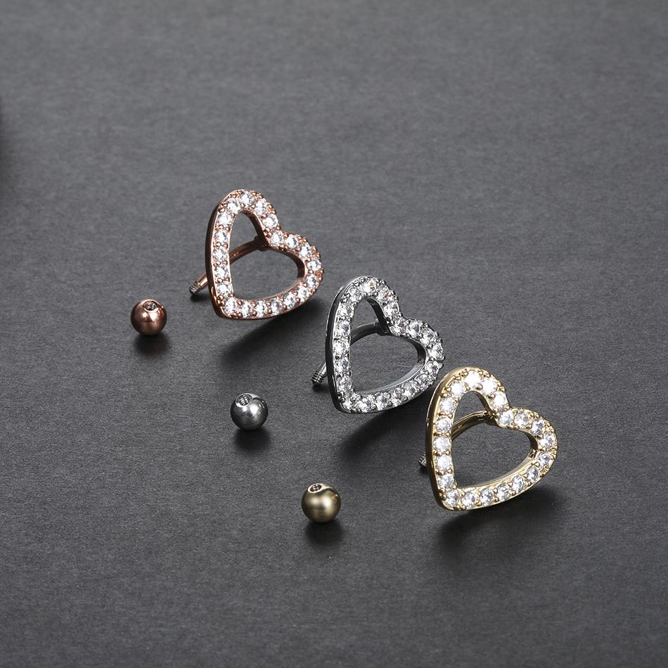 1PC Surgical Steel 14G CZ Reversed Bar Belly Button Ring Heart Navel Stud Piercing Ring Jewelry Sexy Umbilical Oreja Pircings