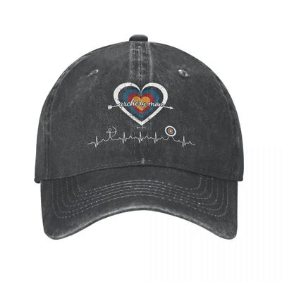 Fashion Archery Target Heart Baseball Cap for Men Women Distressed Denim Washed  Hat Outdoor Unstructured Soft Hats