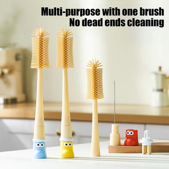5-In-1 Multi-functional Cup Cleaning Brush Cartoon Boot Long Handle Silicone Brush