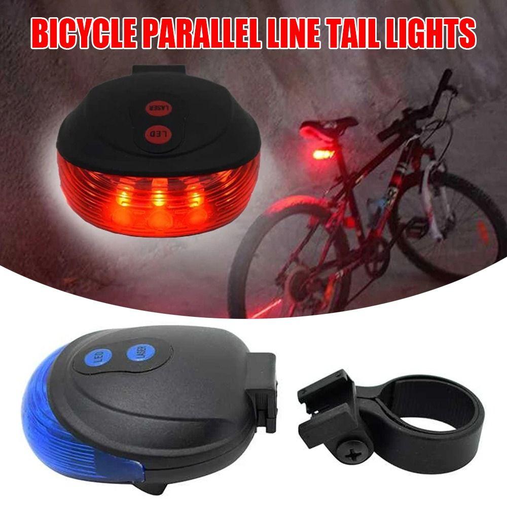 

Rear Riding Cycling Bicycle Accessories Red Beam Light Bike Tail Lamp 5 LED 2 Laser Safety Warning
