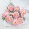 Artificial Peony Flower with 2 Head Blooms And 1 Bud Fake Peony Branch with Stem for DIY Wedding Bouquet Home Office Table Centerpiece