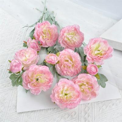 Fiore di Peonia Artificiale con 2 Fiori Doppi e 1 Bocciolo Ramo di Peonia Finta con Gambo per Bouquet da Sposa Fai-da-te Centrotavola per Casa Ufficio