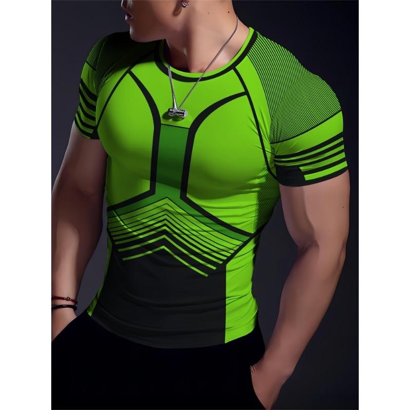 

2025 3D Printed Men s Sports T-shirt Summer Daily Fitness Men s Short-sleeved Top Outdoor Exercise Men s Comfortable T-shirt XXS
