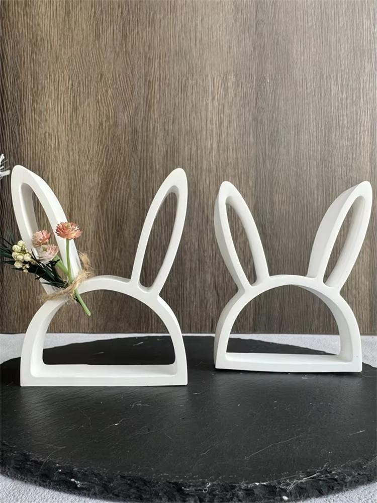 Easter Rabbit Silicone Mold Hollow Rabbit Gypsum Ornaments Handicrafts Gifts Baking Mould Aromatherapy Candle Making Supplies