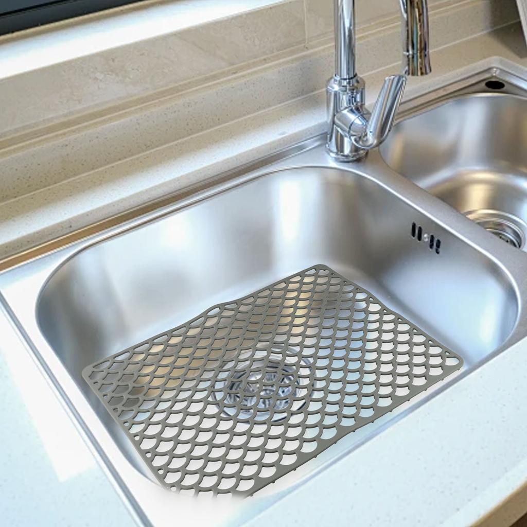 Food Safe Mat 42*31cm Sink Protector Grid Dishwasher Safe Easy To Clean Effective Drainage Flexible Design Non-Slip