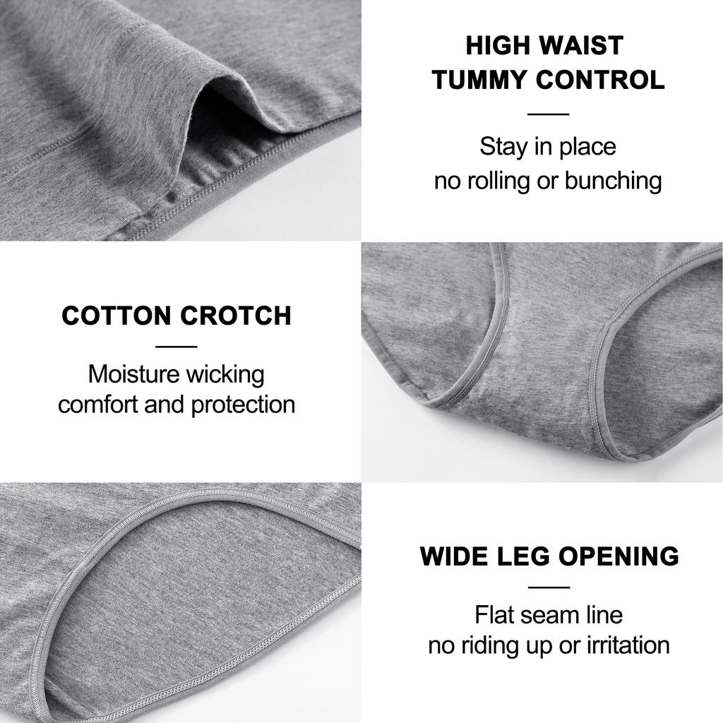 4pcs/pack Women's Cotton Underwear High Waisted Full Coverage Ladies Panties Postpartum Underwear (Regular & Plus Size)