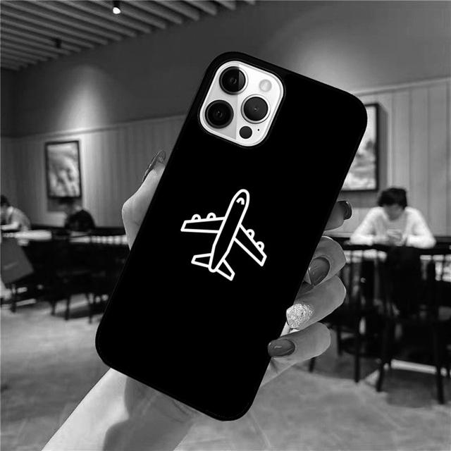 Aircraft Plane Airplane Black Phone Case Back Cover for iPhone 17 Air 16 15 14 13 11 12 Pro Max Plus Shell Coque