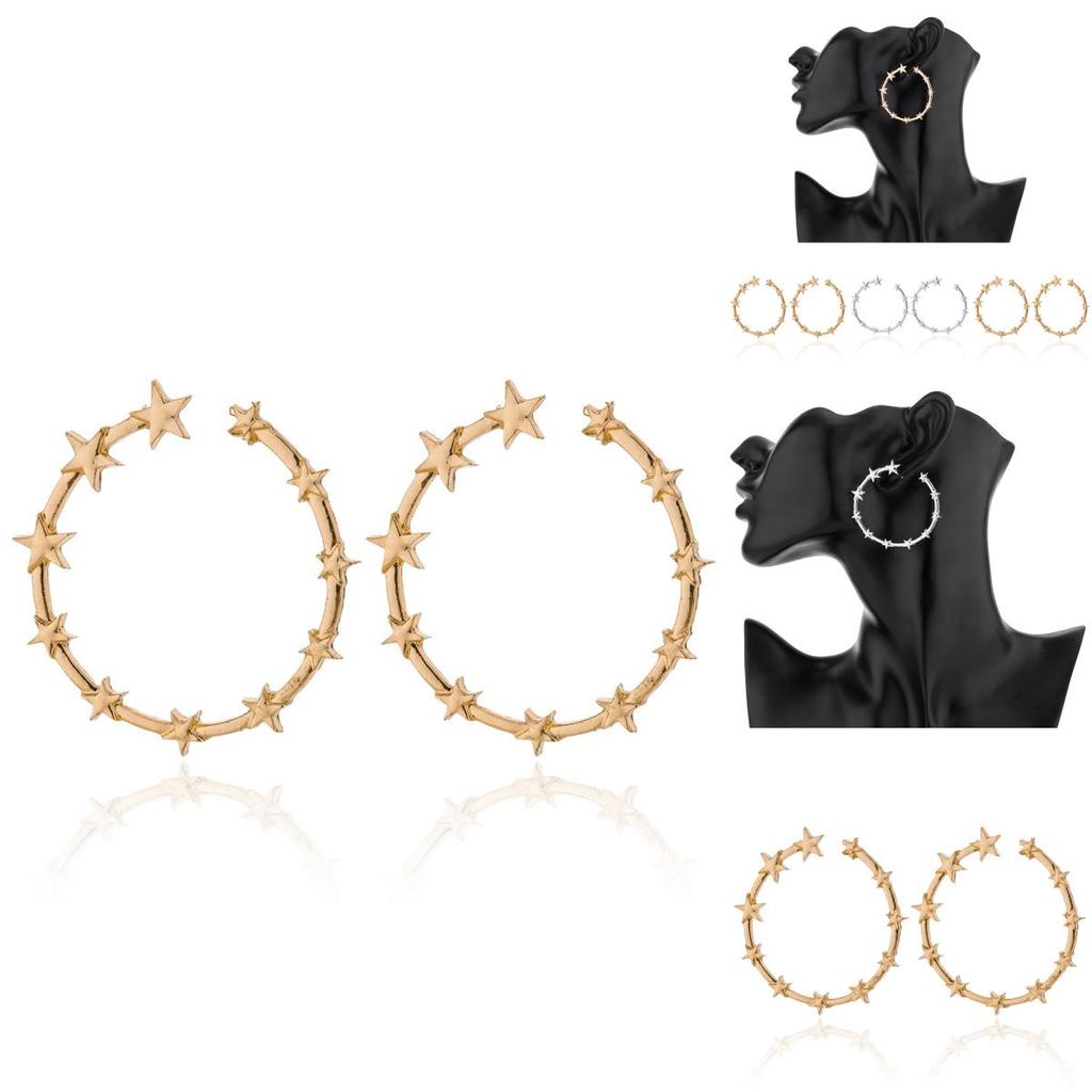 Trendy Alloy Star Circle Earrings For Women Geometric Design Fashion Jewelry