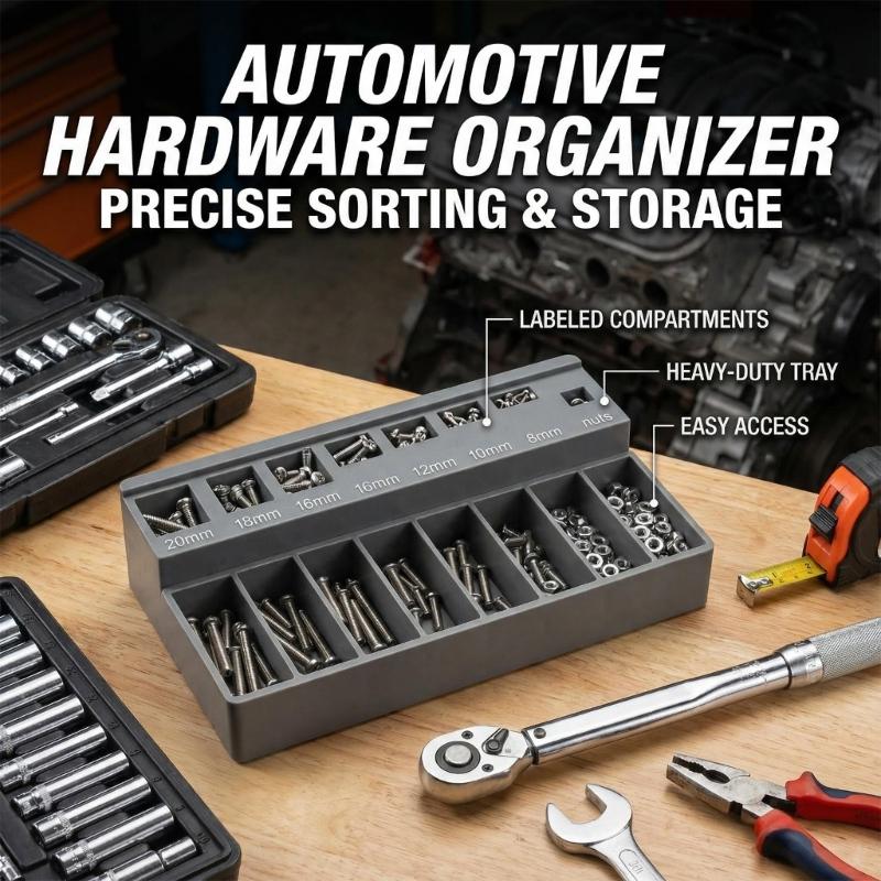 Robust ABS Construction Screw Bolt Organizer Sorter Tray Offering Screw Sorting For Easy Organization In Car