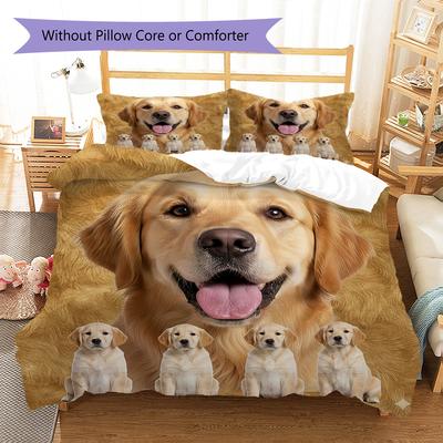 Golden Retriever Husky Muster Bettwäsche Steppdecke Set Bettbezug Kissenbezug Heimdekoration Geschenk (1 Bettbezug + 2 Kissenbezüge, ohne Füllung)