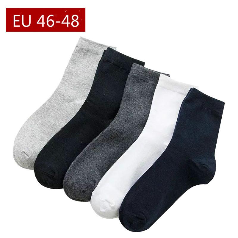 2 Pairs Mens Fashion Dress Cotton Socks Anti Deodorant Large Size Crew Socks Casual Standard Men Business Black Socks Set 45-48