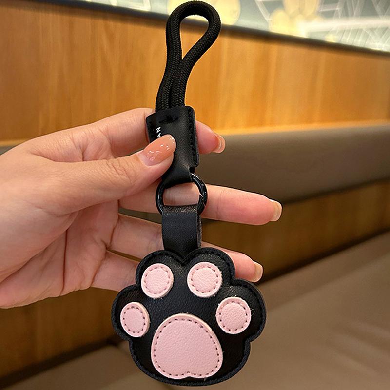Cute Leather Cat Paw Shape Keychain Pendant Lovely Dog Bone Key Chains Car Bag Charm Phone Pendant Trinket Key Ring Accessories