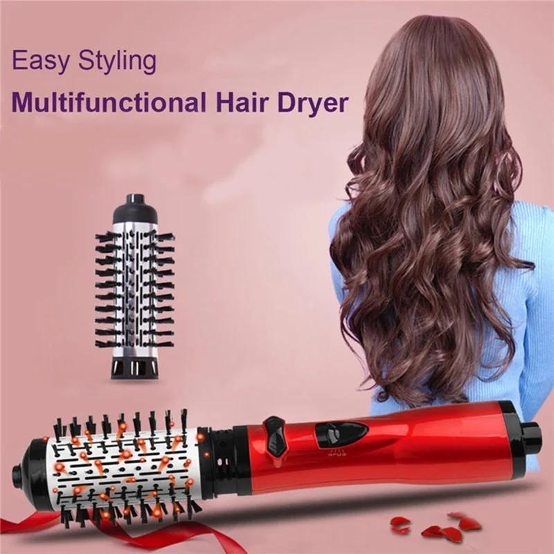 2 In 1 Automatic Rotating Hair Dryer And Volumizer Brush One Step Straightening Curling Comb Waver Styling Tool Hot Air Styler