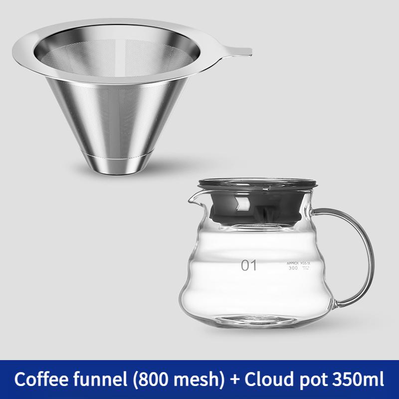 800 mesh kávový filtr z nerezové oceli s dvojitou vrstvou, kávový trychtýř, domácí filtr, bezpapírová sada ručních kávových zařízení