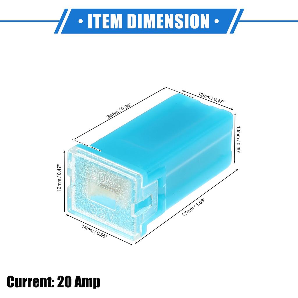 A ABSOPRO Standard Box Fuse 20A Universal Pickup Truck Car SUV Heavy Duty Plastic Metal 6pcs 20A