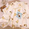 Spring And Summer Fashion Contrasting Color Cloud Cotton Pajamas Puppy Print Three-Piece Loungewear