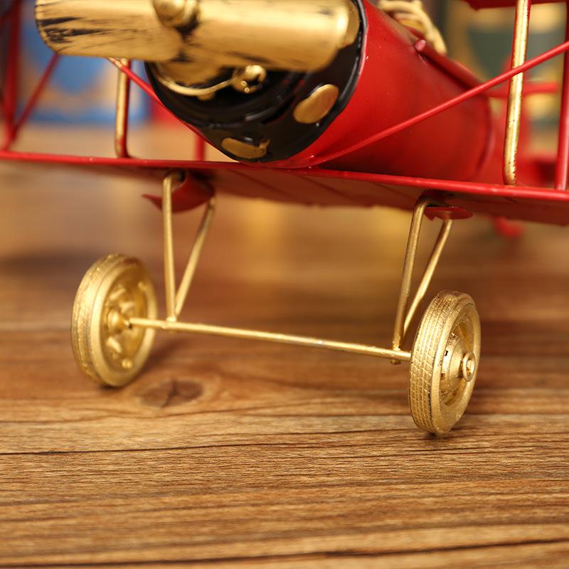 Home Wrought Iron Large Aircraft Model Personalized Ornament Handicrafts Retro Old Machine Decoration Retro Style