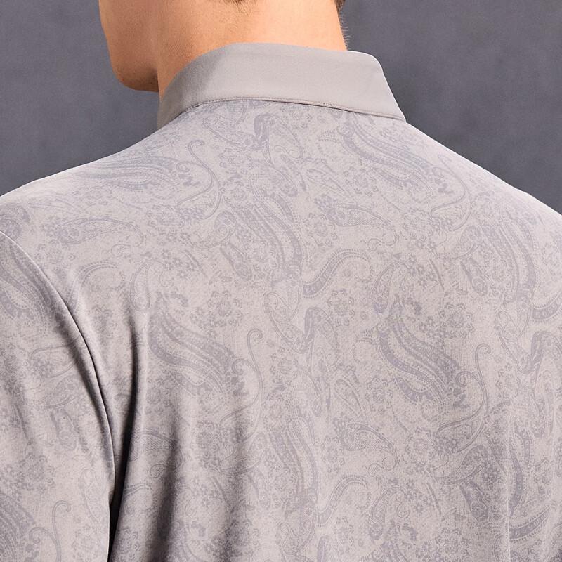 Antonio Men's Chinese Style Print Stand Collar Long Sleeve Shirt