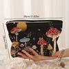 New Mushroom Print Cosmetic Bag Zipper Corduroy Storage Bag Large Capacity Coin Purse
