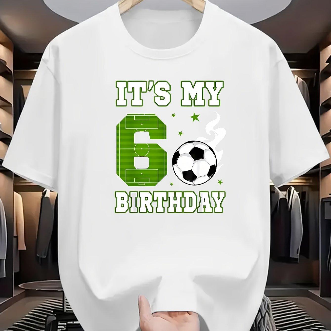 Its My 6th Birthday Soccer Football Tshirt Casual Sporty Short Sleeve Tee Black Birthday Party Outfit M