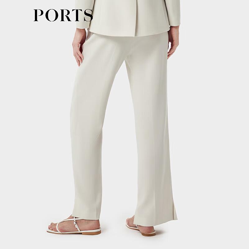 PORTS Women's Elegant Platinum Champagne Straight-Leg Trousers