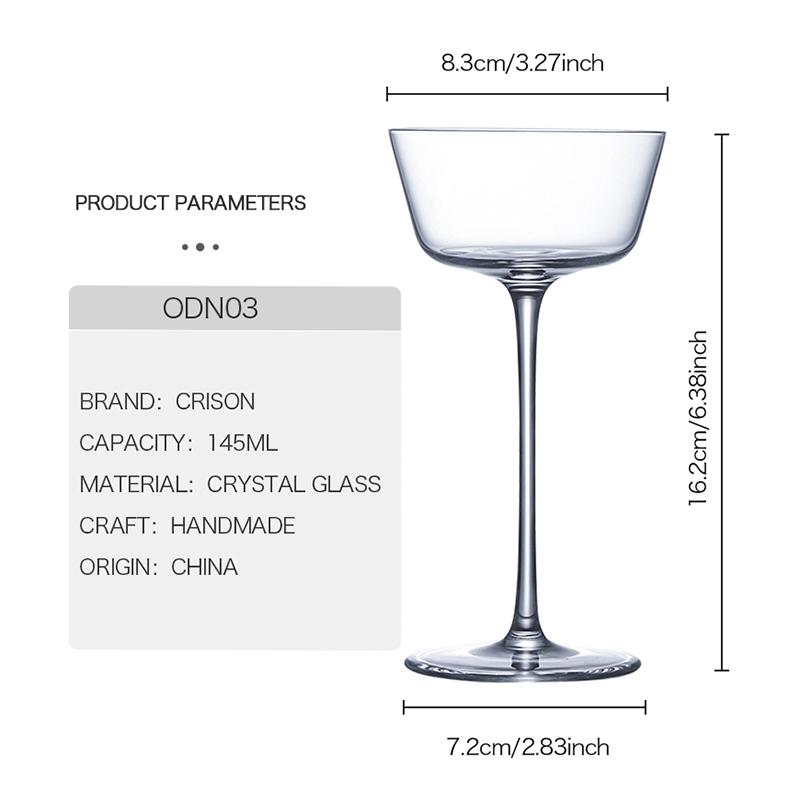 ODN03 CRISON Bar bartender cocktail glass/Crystal glass cup/Japanese style cocktail glass 145ml