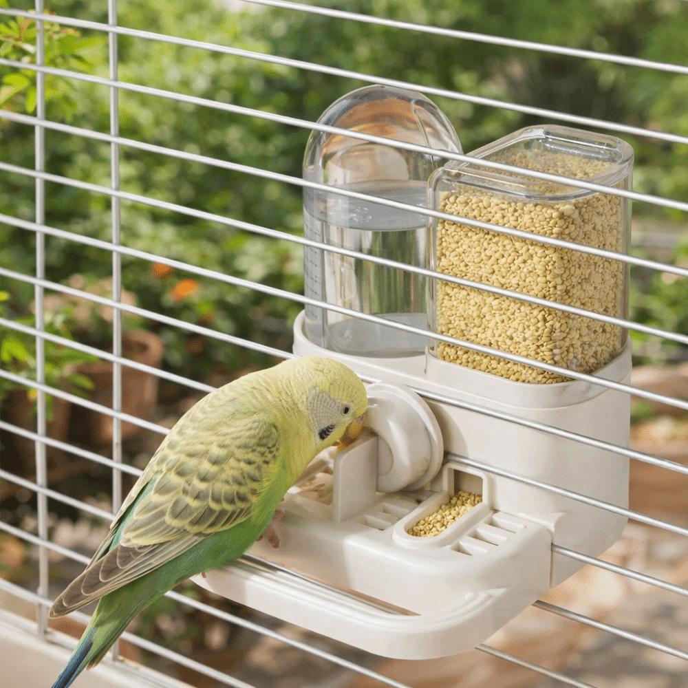 2-in-1 Große Kapazität Automatischer Vogelfutterspender Auslaufsicher zum Aufhängen Papageien Wasserspender Kein Verschütten Vogelfutterbehälter Haustierfutterspender