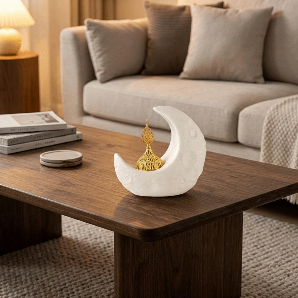 Ceramic Moon-Shaped Incense Burner Light Luxury Sandalwood Incense Burner  Gift Giving