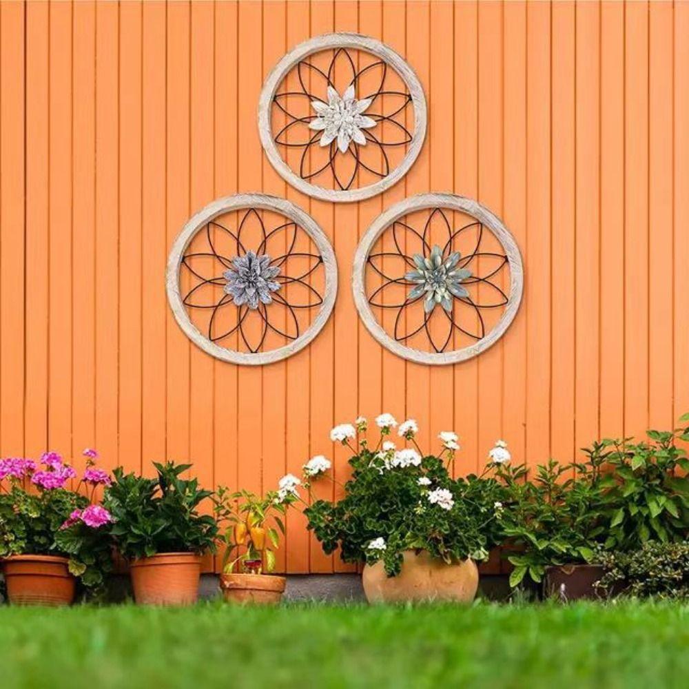 1/3pcs Circular Flower Wall Decoration Retro Wall Background Pendant Rural Wall Hanging  Door