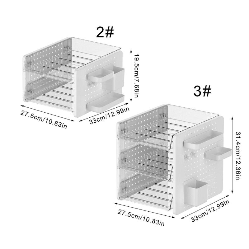 Multifunctional Desktop Organizer 2/3 Tiered File Tray Stackable Paper Letter Tray Organizers With Pen Cup and Pegboard