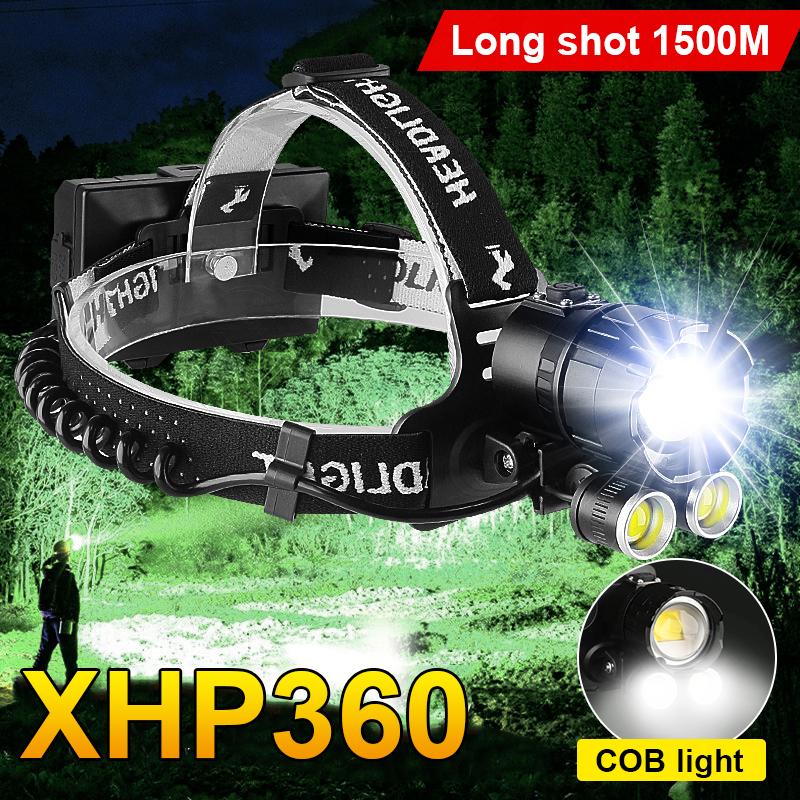 

Super XHP360 2COB перезаряжаемый мощный налобный фонарь для рыбалки, может заряжать мобильные телефоны, использовать батареи 18650