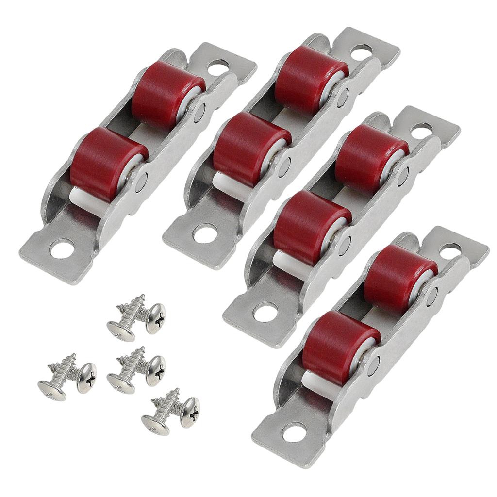 4Pcs Home Garden Door Sliding Roller Double Wheel Glass Door Sliding Rollers Push Pull Window Pulley Door Hardware