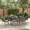 VidaXL 7-Piece Garden Dining Set with Cushions Grey Poly Rattan 3380089